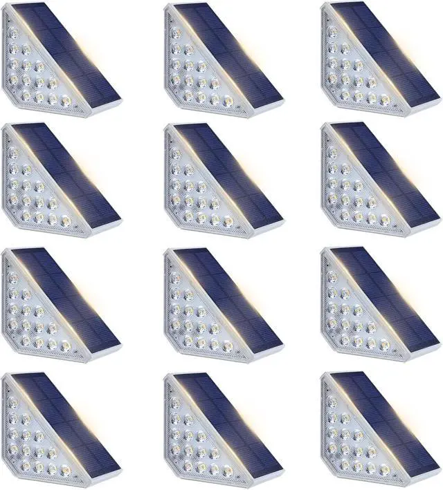 Alt view image 7 of 7 - 12 Pack Solar Stair Lights, Stair Solar Lights Outdoor Waterproof IP67 with LED for Patio, Deck, and Front Porch