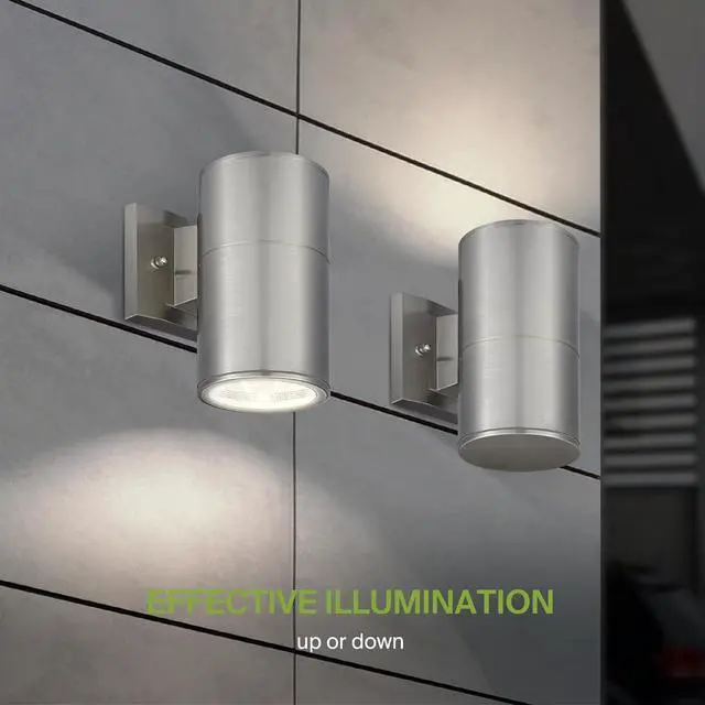 Alt view image 5 of 7 - ASD 1 Light Outdoor Wall Light Fixture | 60W E26 Socket 120V ETL Cylinder Up Down Lights | LED/CFL/Incandescent Bulb Exterior Wall Sconce | Front Door, Porch, Patio Lighting | Steel
