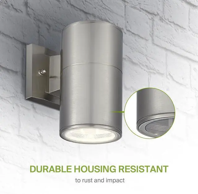 Alt view image 7 of 7 - ASD 1 Light Outdoor Wall Light Fixture | 60W E26 Socket 120V ETL Cylinder Up Down Lights | LED/CFL/Incandescent Bulb Exterior Wall Sconce | Front Door, Porch, Patio Lighting | Steel