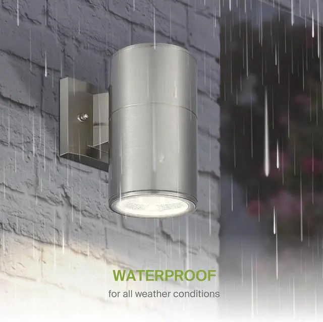Alt view image 6 of 7 - ASD 1 Light Outdoor Wall Light Fixture | 60W E26 Socket 120V ETL Cylinder Up Down Lights | LED/CFL/Incandescent Bulb Exterior Wall Sconce | Front Door, Porch, Patio Lighting | Steel