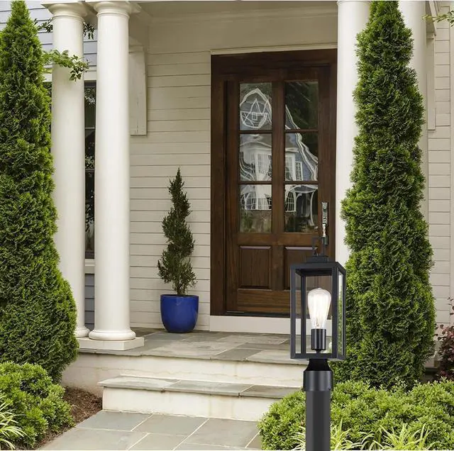 Alt view image 6 of 6 - WISBEAM Outdoor Post Light, Pole Lantern, E26 Base 60W Max, Metal Housing Plus Glass, ETL Qualified, Bulbs not Included