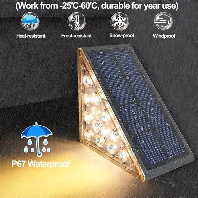 Alt view image 4 of 7 - 12 Pack Solar Stair Lights, Stair Solar Lights Outdoor Waterproof IP67 with LED for Patio, Deck, and Front Porch