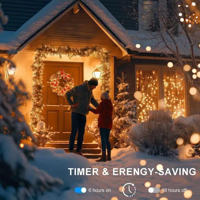 Alt view image 3 of 7 - ZAIYW Battery Operated String Lights 4 Pack 16.5Ft 50LED String Lights with Remote Control 8 Modes Timer Christmas Lights Green Wire for Outdoor Garden Party Garlands Xmas Tree Decor (Warm White)