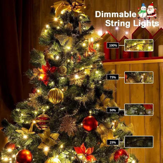 Alt view image 5 of 7 - ZAIYW Battery Operated String Lights 4 Pack 16.5Ft 50LED String Lights with Remote Control 8 Modes Timer Christmas Lights Green Wire for Outdoor Garden Party Garlands Xmas Tree Decor (Warm White)