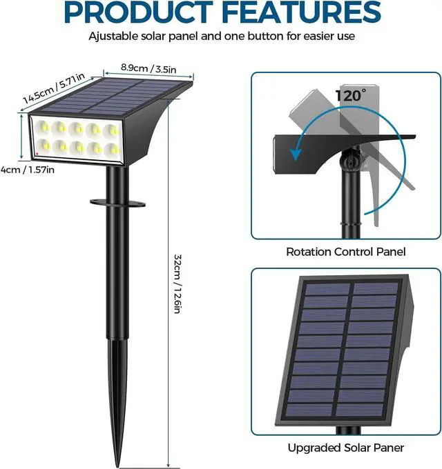 Alt view image 7 of 7 - Solar Spot Lights Outdoor Waterproof,[12 Pack/4 Modes] Landscape Lighting Spotlights, Auto On/Off LED Solar Powered Yard Garden Flood Solar Light for Outside Pathway Wall Tree Pool,Cool White