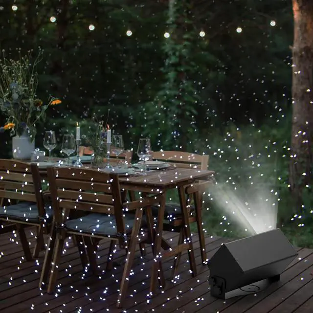 Alt view image 5 of 6 - Outdoor Star Lights Projector, AIRIVO White Laser Fairy Lights Projector, Christmas Snowflake Projector 3 Lighting Modes Garden Light with Remote Control for Home, Patio,Landscape