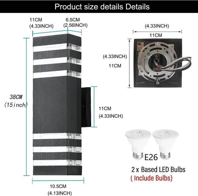 Alt view image 6 of 7 - 6Pack 15inch LED Up and Down Wall Lights,18W Outdoor Wall Light Aluminum Body 4000K Day White Waterproof IP65 Outside Wall Lights 1800LM Outdoor Wall Mount Lights