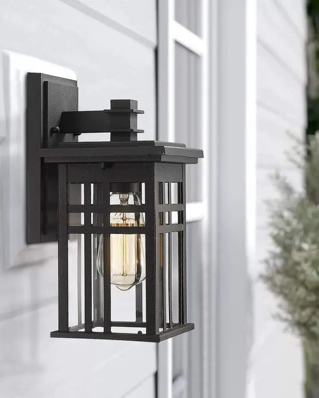 Alt view image 3 of 6 - zeyu 1-Light Exterior Wall Mount Light Fixtures, Outdoor Wall Sconce Lantern in Black Finish with Clear Glass Shade, 20068B1