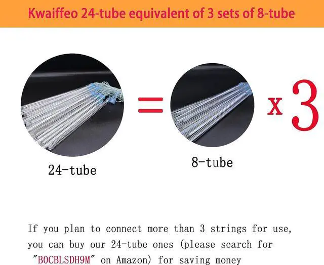 Alt view image 5 of 5 - Kwaiffeo Icicle Meteor Shower Lights - 12 Inch 8 Tube Cascading Lights for Xmas Tree Decor, Wedding Party, Outdoor Decorations, Multi Colored, UL Plug