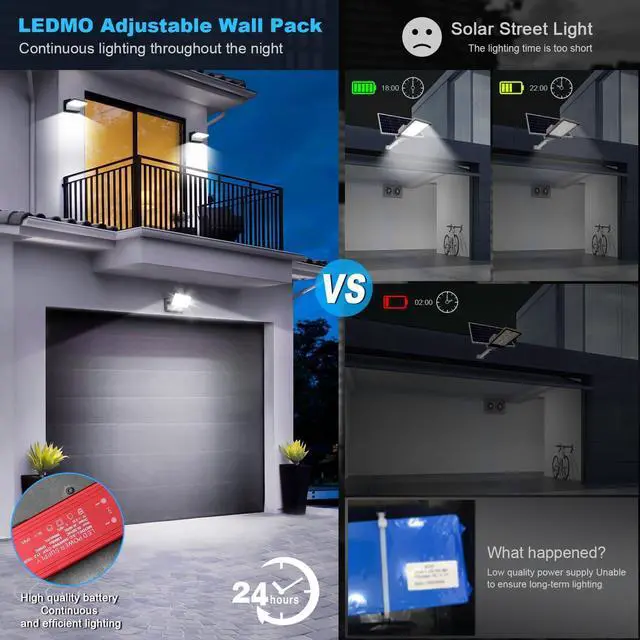 Alt view image 2 of 6 - ledmo Outdoor LED Flood Lights - 60W Black 360 Adjustable Head Exterior Lighting Fixture 5000K Waterproof Wall Mount Yard Lights Switch Control Wall Lights for House,Patio,Barn,Shop,Garage 6 Pack