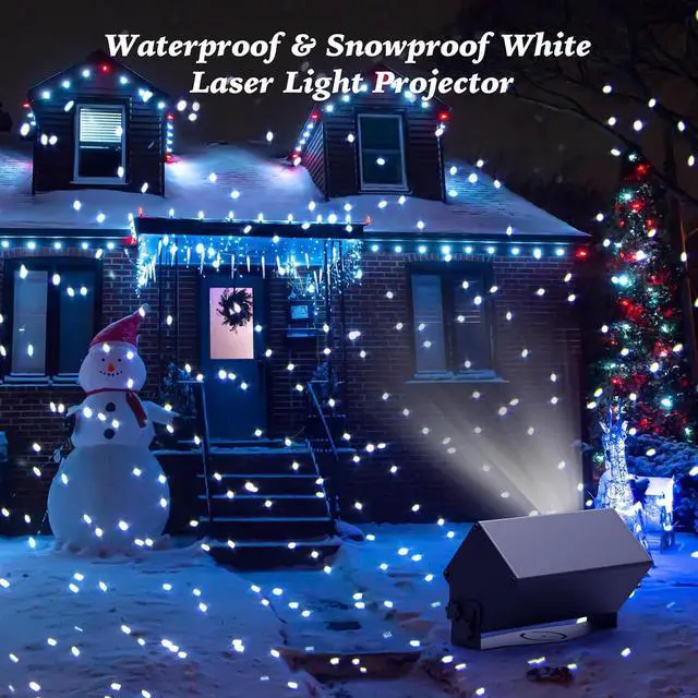 Alt view image 4 of 6 - Outdoor Star Lights Projector, AIRIVO White Laser Fairy Lights Projector, Christmas Snowflake Projector 3 Lighting Modes Garden Light with Remote Control for Home, Patio,Landscape
