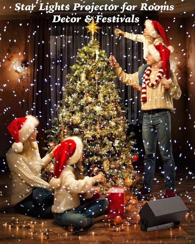 Alt view image 6 of 6 - Outdoor Star Lights Projector, AIRIVO White Laser Fairy Lights Projector, Christmas Snowflake Projector 3 Lighting Modes Garden Light with Remote Control for Home, Patio,Landscape
