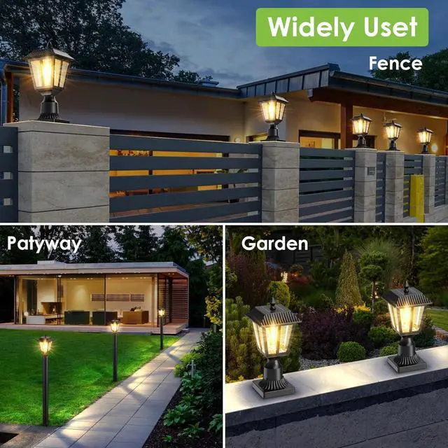 Alt view image 2 of 7 - Solar Lamp Post Light Outdoor - 3000K Warm White, IP45 Waterproof Post Solar Lights for Garden Yard Landscape, Outside Decorative Lamp(2PK)