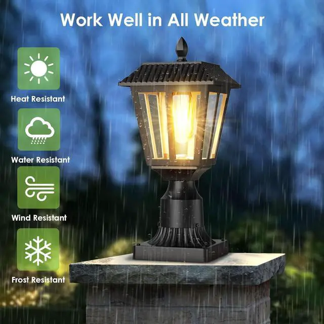 Alt view image 6 of 7 - Solar Lamp Post Light Outdoor - 3000K Warm White, IP45 Waterproof Post Solar Lights for Garden Yard Landscape, Outside Decorative Lamp(2PK)