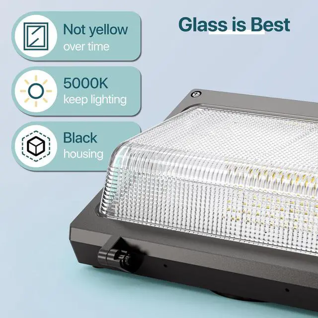 Alt view image 2 of 7 - LED Wall Pack Light: 120W 18000lm LED Security Flood Lighting with Dusk to Dawn Photocell - Glass Lens Outdoor LED Wall Lights 2Pakcs for Yard ETL Listed