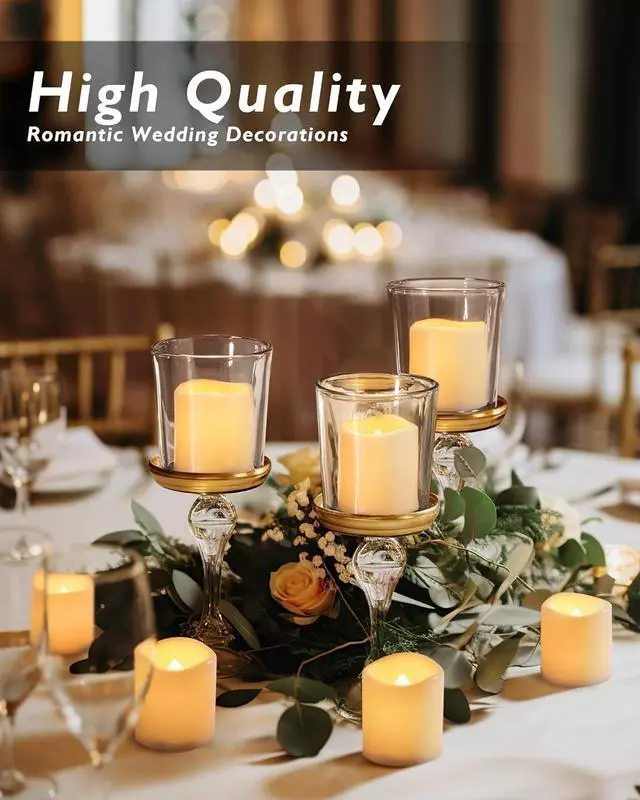 Alt view image 2 of 6 - Homemory 100Pack Flickering Flameless Votive Candles, 200+Hour Electric Fake Candles, Battery Operated LED Tealight for Wedding, Outdoor, Table, Festival (Warm White,Battery Included)