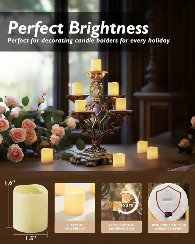 Alt view image 3 of 6 - Homemory 100Pack Flickering Flameless Votive Candles, 200+Hour Electric Fake Candles, Battery Operated LED Tealight for Wedding, Outdoor, Table, Festival (Warm White,Battery Included)