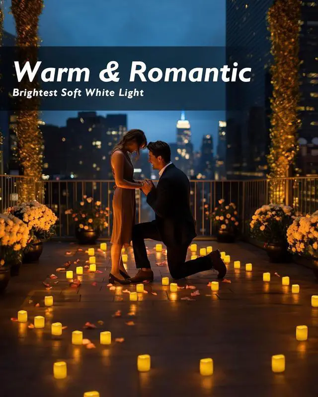 Alt view image 6 of 6 - Homemory 100Pack Flickering Flameless Votive Candles, 200+Hour Electric Fake Candles, Battery Operated LED Tealight for Wedding, Outdoor, Table, Festival (Warm White,Battery Included)