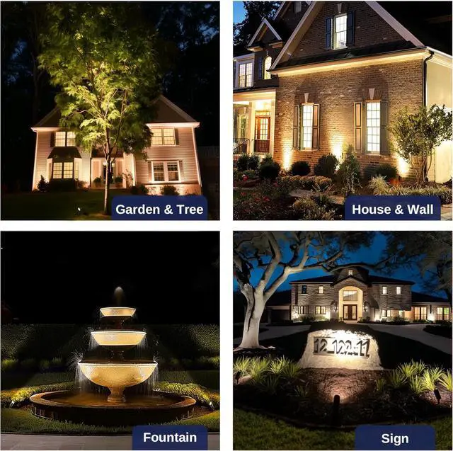 Alt view image 5 of 7 - Landscape Spotlights Low Voltage - Brass 12V Outdoor Uplight LED, Wired Spot Lights IP65 Waterproof, Antique Bronze for Exterior Garden Yard Tree House with 5W 2700K Warm White MR16 Bulb