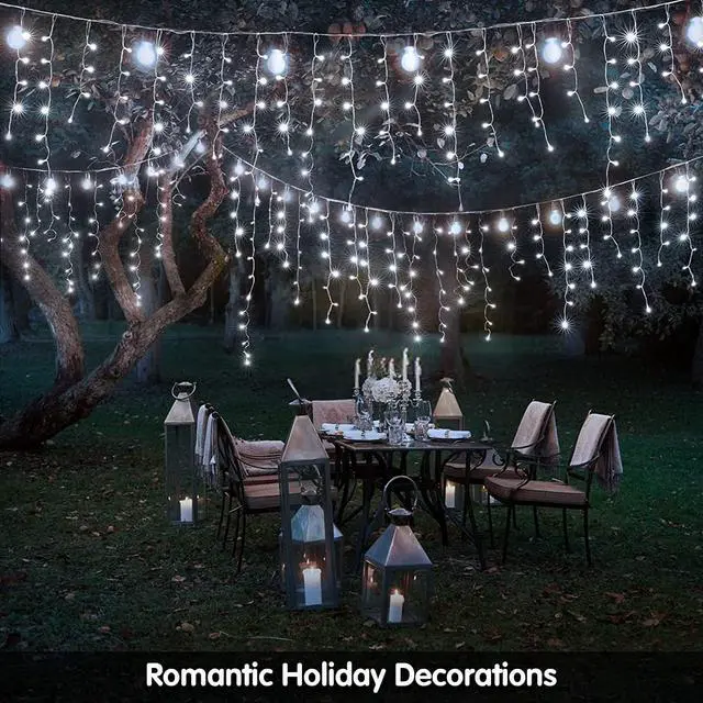 Alt view image 2 of 7 - Led Christmas Lights Outdoor Christmas Decorations Hanging Light 400LED 8 Modes 75 Drops, Waterproof Outdoor Indoor Fairy Christmas Lights for Party, Holiday, Wedding Decorations (CoolWhite)
