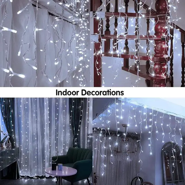 Alt view image 5 of 7 - Led Christmas Lights Outdoor Christmas Decorations Hanging Light 400LED 8 Modes 75 Drops, Waterproof Outdoor Indoor Fairy Christmas Lights for Party, Holiday, Wedding Decorations (CoolWhite)