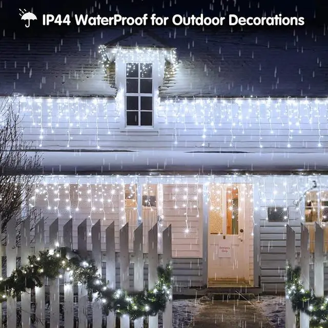 Alt view image 6 of 7 - Led Christmas Lights Outdoor Christmas Decorations Hanging Light 400LED 8 Modes 75 Drops, Waterproof Outdoor Indoor Fairy Christmas Lights for Party, Holiday, Wedding Decorations (CoolWhite)