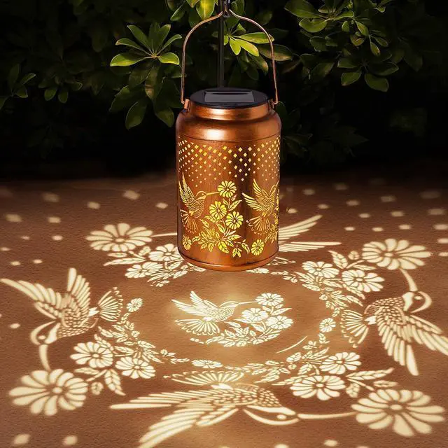 Alt view image 2 of 7 - Hummingbird Solar Lantern Outdoor Waterproof Birthday Gifts for Women Mom Grandma Garden Decor Hanging Solar Lights Metal Garden Decorative Outside for Patio Yard Lawn Pathway Landscape