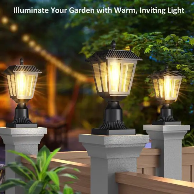 Alt view image 7 of 7 - Solar Lamp Post Light Outdoor - 3000K Warm White, IP45 Waterproof Post Solar Lights for Garden Yard Landscape, Outside Decorative Lamp(2PK)