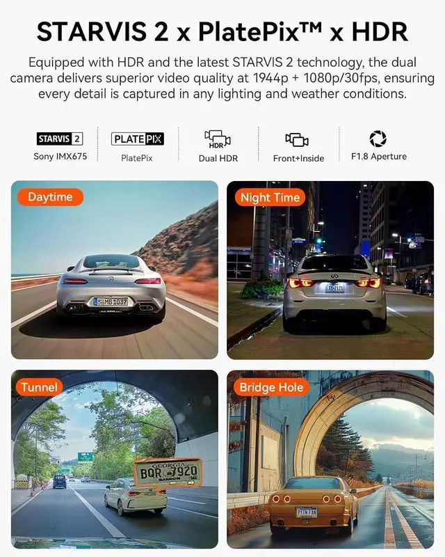 Alt view image 2 of 7 - Vantrue N2X 2.7K Dash Cam Front and Inside, 5G WiFi Dual Dash Camera for Car with HDR IR Night Vision, STARVIS 2, GPS, 2.5K/60FPS, G-Sensor, 24/7 Parking Mode, Voice Control, Support 512GB Max