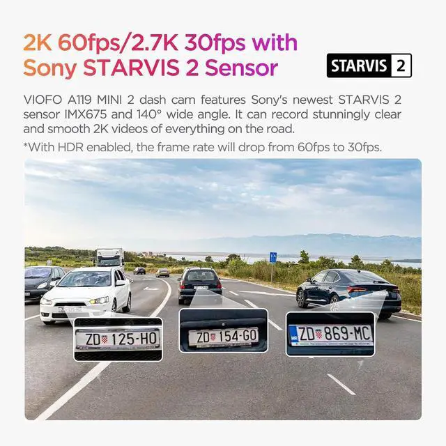 Alt view image 6 of 7 - VIOFO Dash Cam A119 Mini 2, STARVIS 2 Sensor, 2K 60fps/HDR 30fps Voice Control Car Dash Camera with 5GHz Wi-Fi GPS, Night Vision 2.0, 24H Parking Mode, Supercapacitor (SD Card Not Included)