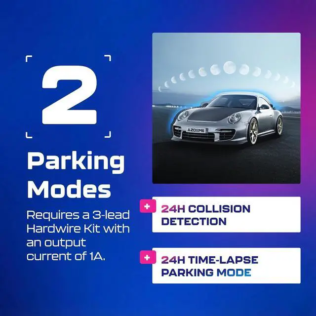 Alt view image 5 of 7 - AZDOME M200 Mini Dash Cam WiFi Dashcam - Single Channel Dash Cam for Broad Road Coverage - Built-in WiFi - Full HD Resolution - Parking Monitor - App Connectivity - Collision Detection - Night Vision