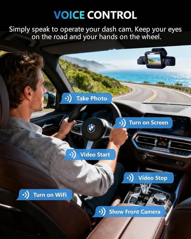 Alt view image 7 of 7 - HUPEJOS AI Dash Cam Front Rear Inside with Driver Monitor System, 360° Car Camera 4K, 4 Channel Camera for Cars, WiFi GPS, Dashcam 64GB SD Card, Night Vision, 24H Parking Mode, Upgrade DMS V8Plus