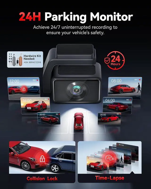 Alt view image 6 of 7 - REDTIGER F4 Pro 4K Mini Dash Cam Front and Rear, STARVIS 2 Night Vision, 128GB Card Included, 5.8GHz WiFi 6 Instant Export, 2.2" Touch Screen Dash Camera for Cars, Voice Control, 24H Parking Mode