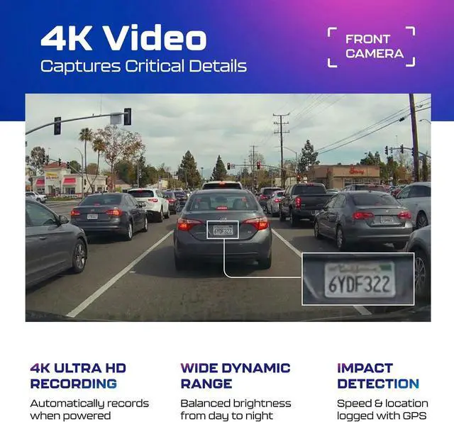 Alt view image 5 of 7 - AZDOME M550 Pro 3CH Dash Cam 4K - 5G WiFi, 3.19" Screen IR Night Vision - 24H Parking Mode - 3-Channel Dash Cam - Wide-Angle Coverage - Collision Detection - Built-in GPS - Adjustable Camera Lens