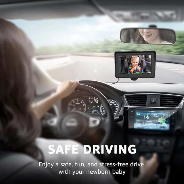 Alt view image 2 of 7 - Baby Car Camera, HD Display Baby Car Mirror with Night Vision Feature, 4.3 inch Baby Car Camera with Monitor Wide Clear View, Backseat Camera Rear Facing to Observe Babys Every Move