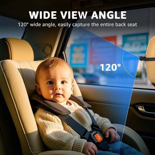 Alt view image 4 of 7 - Baby Car Camera, HD Display Baby Car Mirror with Night Vision Feature, 4.3 inch Baby Car Camera with Monitor Wide Clear View, Backseat Camera Rear Facing to Observe Babys Every Move