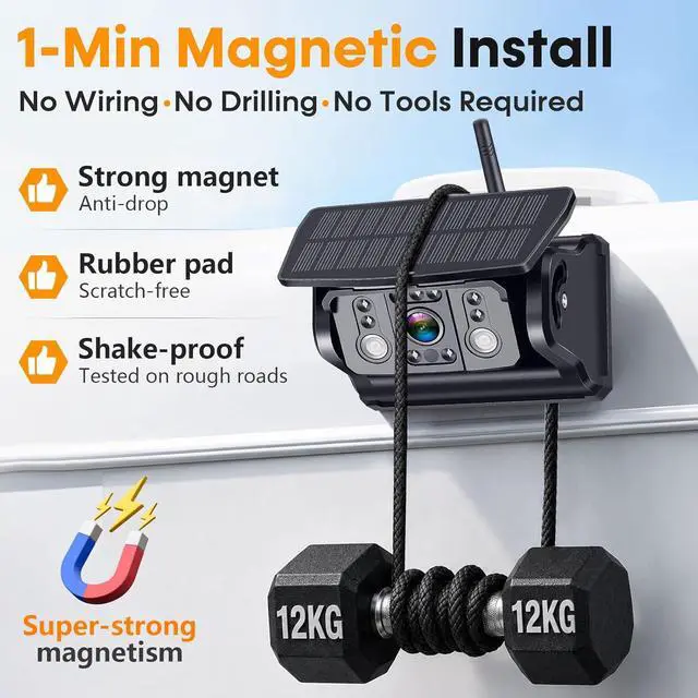 Alt view image 2 of 7 - Magnetic RV Backup Camera Wireless with 7" Monitor: 1-Min No Wiring Esay Setup for Trailer Camper - 1080P HD See Every Obstacle Clearly for Campsite Reversing & Drive Monitoring