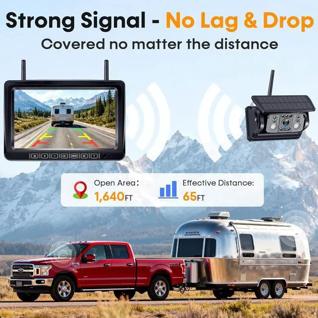 Alt view image 5 of 7 - Magnetic RV Backup Camera Wireless with 7" Monitor: 1-Min No Wiring Esay Setup for Trailer Camper - 1080P HD See Every Obstacle Clearly for Campsite Reversing & Drive Monitoring