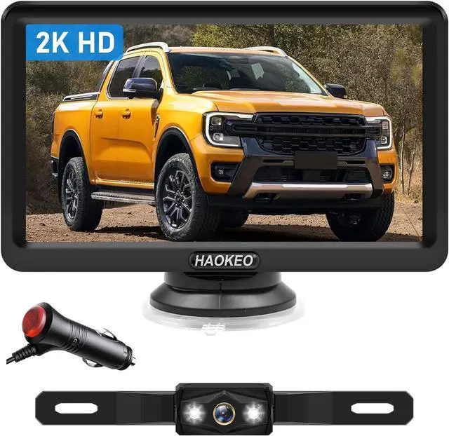 Main image of Wired Backup Camera for Truck 7 Inch Monitor Kit Easy to Install in 15 Minutes Starlight Night Vision for Backing Up, HD 2K Rear View Camera with Monitor for Cars Trucks SUVs