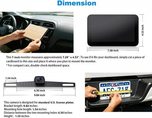 Alt view image 5 of 7 - ZEROXCLUB Wired Backup Camera Kit with 7" Monitor, HD 1080P Display for Car Truck/Pickup/SUV/Van/RV, Night Vision Rear View Camera IP69 Waterproof-B7