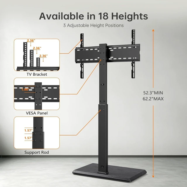 Alt view image 4 of 7 - Universal Floor TV Stand for 32-75 Inch TVs up to 110 lbs