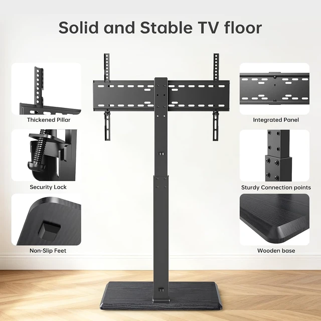 Alt view image 5 of 7 - Universal Floor TV Stand for 32-75 Inch TVs up to 110 lbs