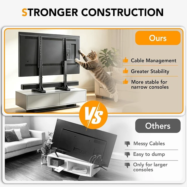 Alt view image 5 of 7 - Universal TV Stand TV Legs Replacement for Most 22-75 Inch TVs