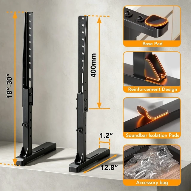 Alt view image 6 of 7 - Universal TV Stand TV Legs Replacement for Most 22-75 Inch TVs