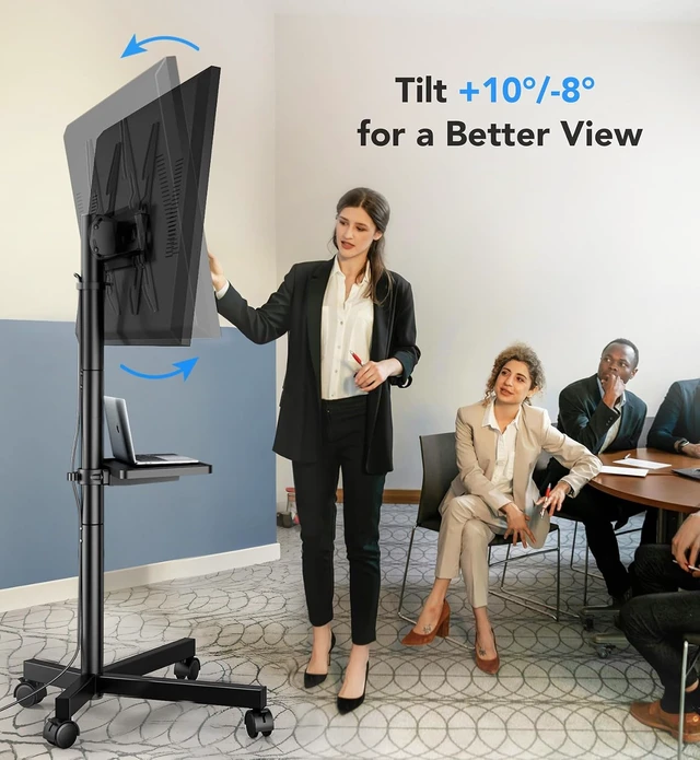 Alt view image 3 of 7 - AX WABER Mobile TV Stand for 23-60 Inch LCD LED Flat/Curved Panel Screen TVs, Rolling TV Cart Holds up to 88Lbs Portable Stand with Shelf Rolling Floor Max VESA 400x400mm