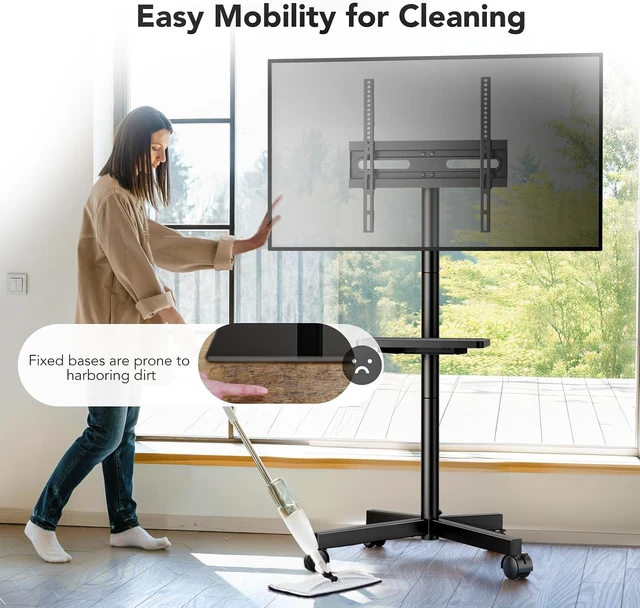 Alt view image 5 of 7 - AX WABER Mobile TV Stand for 23-60 Inch LCD LED Flat/Curved Panel Screen TVs, Rolling TV Cart Holds up to 88Lbs Portable Stand with Shelf Rolling Floor Max VESA 400x400mm