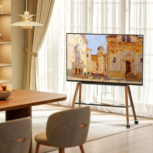Alt view image 6 of 7 - Rolling Easel TV Stand for 49-75" TVs, 88 lbs, Black