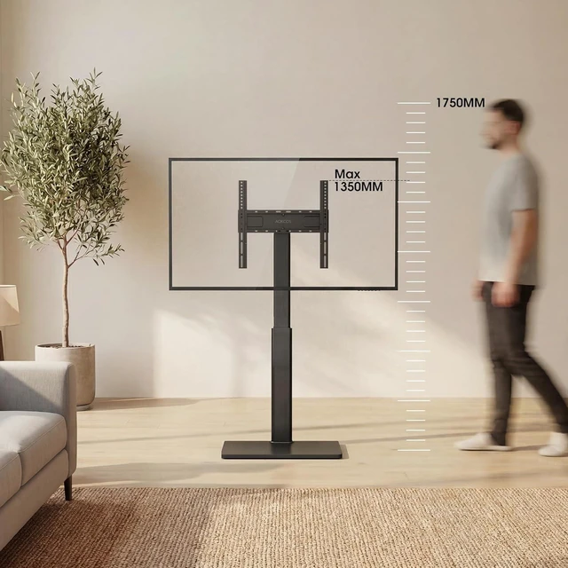 Alt view image 2 of 7 - AOKCOS Swivel TV Floor Stand for 32-65 Inches TVs, 8 Level Height Adjustable Corner Small TV Stand Mount for Living Room/Bedroom, Holds up to 88 lbs,MAX VESA 400x400mm,Black