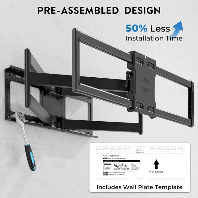 Alt view image 6 of 7 - Heavy Duty TV Wall Mount with Extra Long Extendable Arm for 60110 Inch TVs
