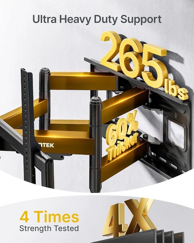 Alt view image 3 of 7 - monTEK Heavy Duty Full Motion TV Wall Mount for 60-120 Inch Extra Large TVs